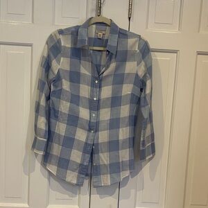 J. Crew Blue and White Plaid Casual Shirt